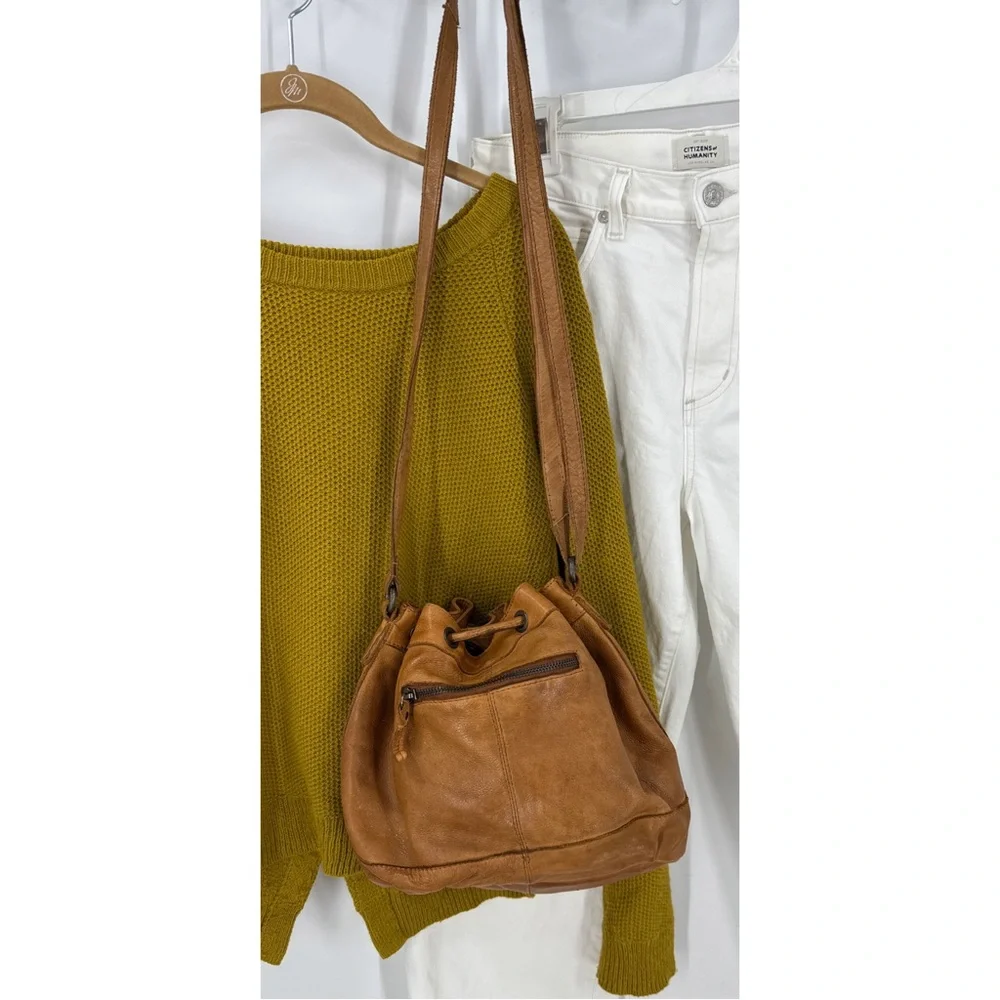 Unnamed leather woven hobo crossbody with drawstring purse